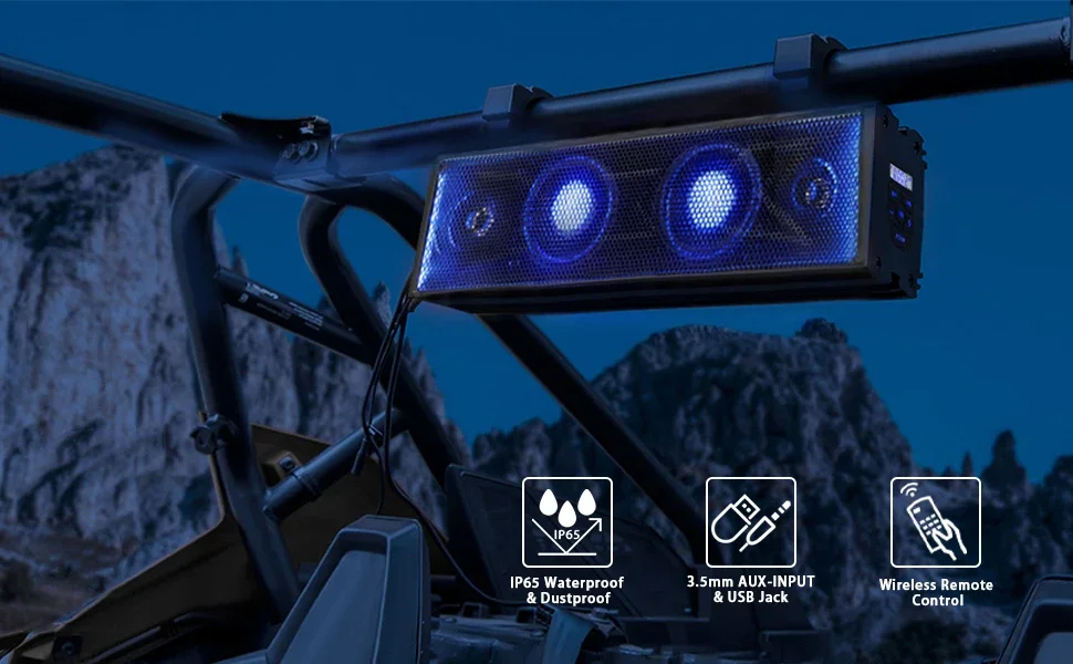Carro de Golf/motocicleta/UTV/sonido de diente azul marino Audio altavoces estéreo barra impermeable amplificador Mp3 Usb sistemas Atv Aux - imagen 5