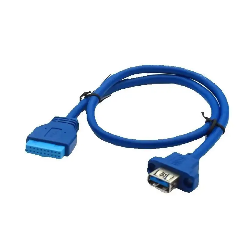 Puerto único USB3.0 USB 3,0 hembra montaje con tornillo tipo Panel a placa base 20 pines 5Gbps Cable de transferencia rápida 50cm 0,75 M