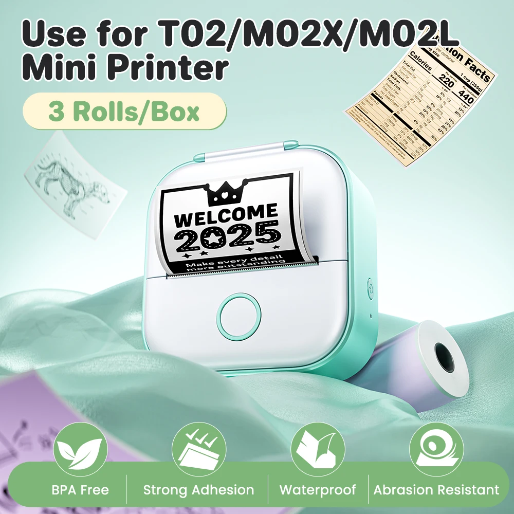 Phomemo, 3 rollos de papel térmico autoadhesivo transparente para etiquetas adhesivas T02 M02X, textos fotográficos DIY, impresión de notas de estudio - imagen 3