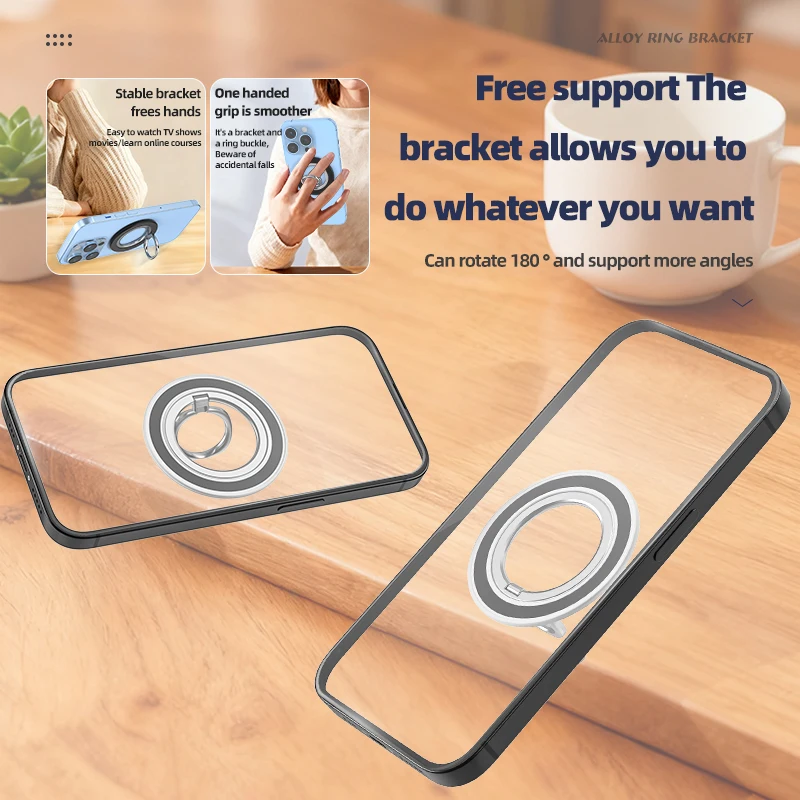 Soporte de anillo magnético para teléfono móvil WSSHE, Compatible con iPhone 15 16 14 Series para soporte de agarre extraíble MagSafe para teléfono móvil - imagen 5