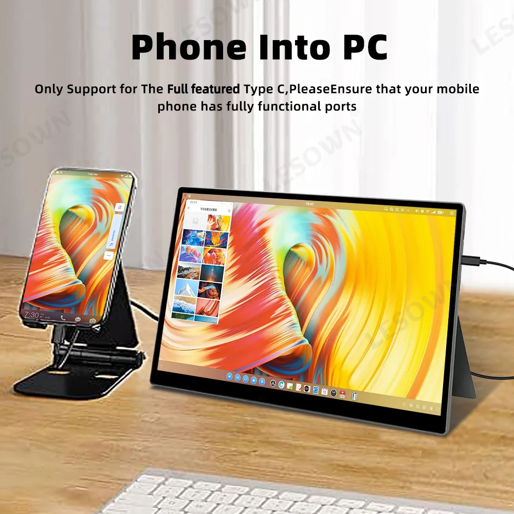 LESOWN 10.5 Inch 1920×1280 IPS Portable Secondary Monitor USB-C HDMI Travel Display External for Computer Switch Phone Laptop - imagen 3