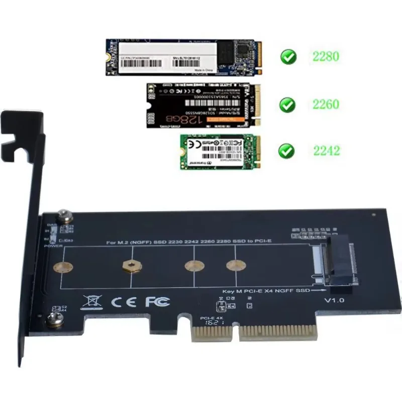 Adaptador M.2 Ngff Ssd M Key Nvme Pcie 3.0 X 4 Tarjeta Compatible con M.2 Pcie 2280, 2260, 2242, 2230 - imagen 3