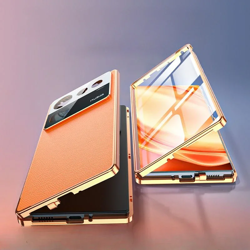 Funda de vidrio magnético para ZTE Nubia Z50 Ultra, fundas de protección completa de 360 °, cubierta trasera protectora para Nubia Z50S Pro, carcasa de cuero