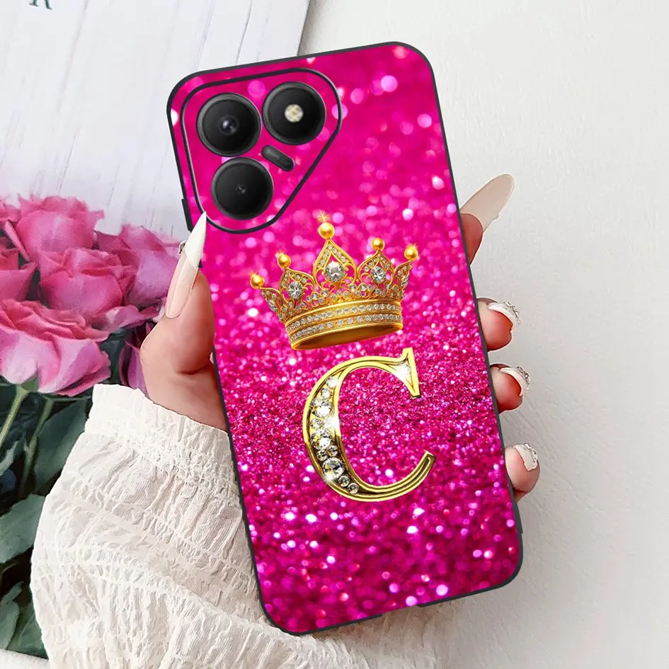 Para Tecno Pova 7 4G funda 2025 nuevas lindas letras de corona funda trasera de silicona negra suave para Tecno Pova7 4G LJ6 Protector carcasa de teléfono - imagen 2