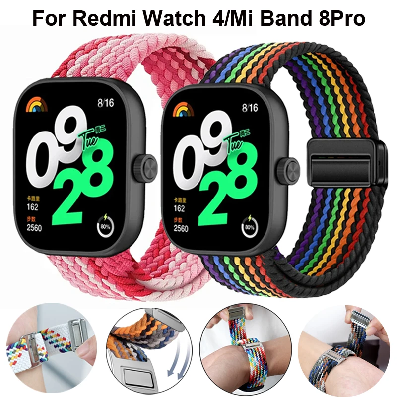 Bucle Solo trenzado para Redmi Watch 4, correa de reloj con hebilla magnética para Xiaomi mi Band 8 Pro, pulsera ajustable