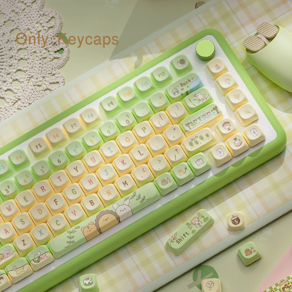 MOA perfil Keycap verde bosque tema tinte Sub Anime dibujos animados PBT Keycaps para Mx Switch Teclado mecánico MCA teclas personalizadas - imagen 3