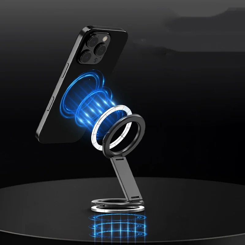 Soportes para teléfonos móviles Magsafe, soportes de escritorio universales portátiles giratorios de doble cara con fuerte succión de Metal magnético - imagen 4