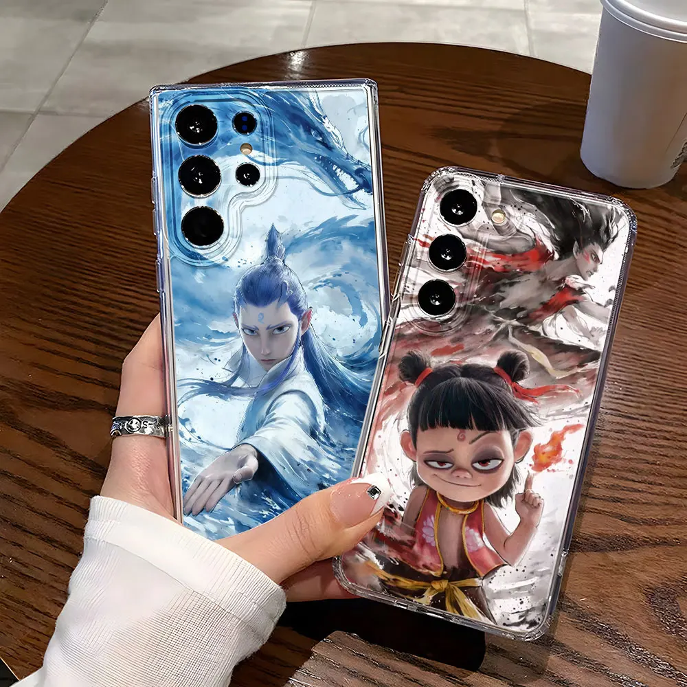 Nezha Funda de teléfono para Samsung S25 Ultra Funda Galaxy S24 Plus S23 S22 S21 S20 FE transparente a prueba de golpes Funda de silicona suave Coque