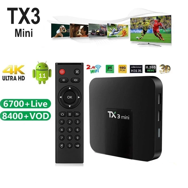 Original Tanix TX3 mini Android 11.0 Allwinner H313 S 2G 16G 2.4G WiFi 4K TX3 TV Box Smart H. 265 1G 8G pk TX6 TV CAJA