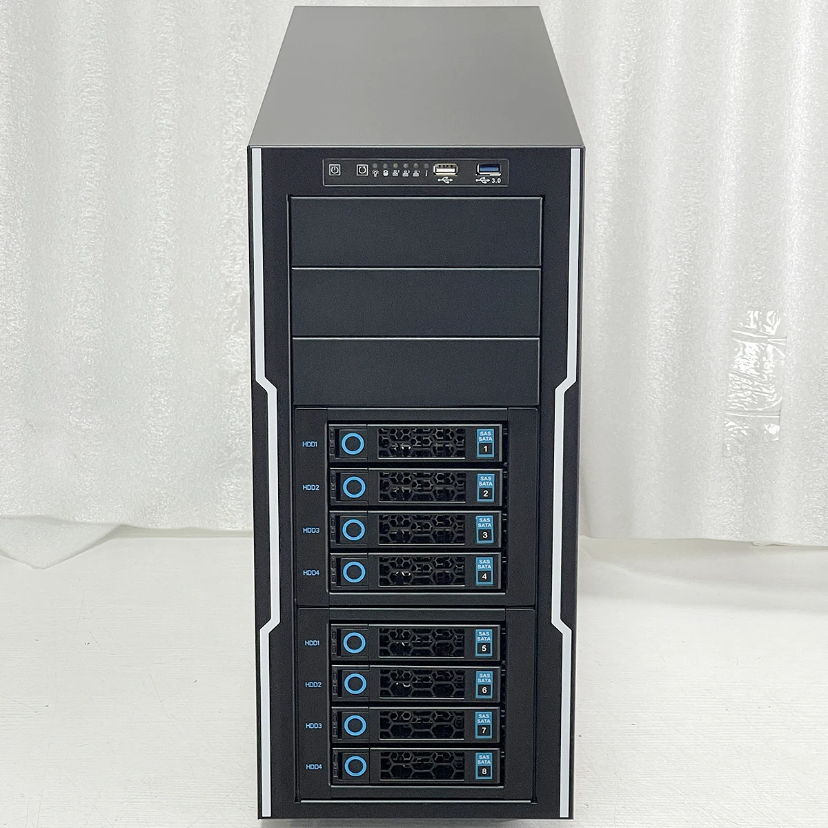 ZhenLoong torre completa 8 bahías disco duro de intercambio en caliente SAS SATA NAS caja servidor GPU estación de trabajo gráfica chasis 12Gb plano posterior SFF8643 - imagen 3