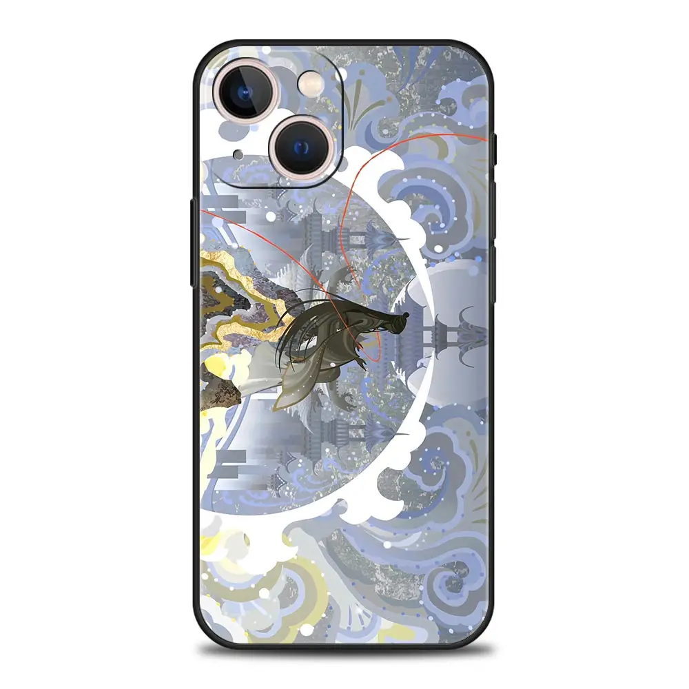 Luxury Phone Case For Apple iPhone 11 15 14 Pro MAX 12 13 7 8 Plus X XR XS MAX SE Silicone Black Cover Funda Tian Guan Ci Fu - imagen 5