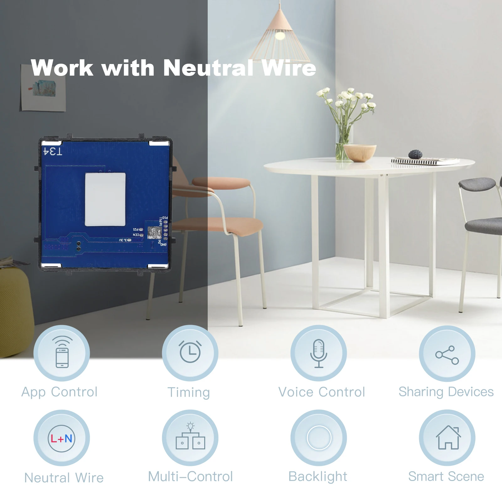 BSEED-Interruptor táctil Zigbee, pieza de función, Panel de vidrio, solo interruptor de cortina atenuador inteligente, pieza DIY, piezas de enchufe Zigbee con neutro - imagen 2