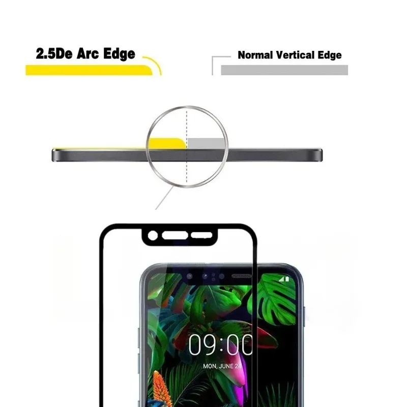 3 uds 9H cubierta completa de vidrio templado para LG G8 ThinQ LG V60 ThinQ 5G Protector de pantalla negro vidrio templado película protectora HD vidrio - imagen 3