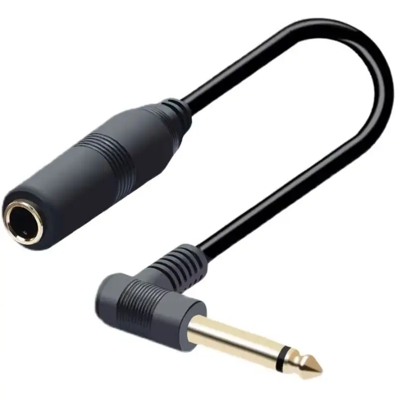 Ángulo de 90 grados, conector Mono TS de 6,35mm, Cable estéreo TRS de 6,5 MM, Cable corto de extensión de Audio macho a hembra para mezclador de bajo y guitarra