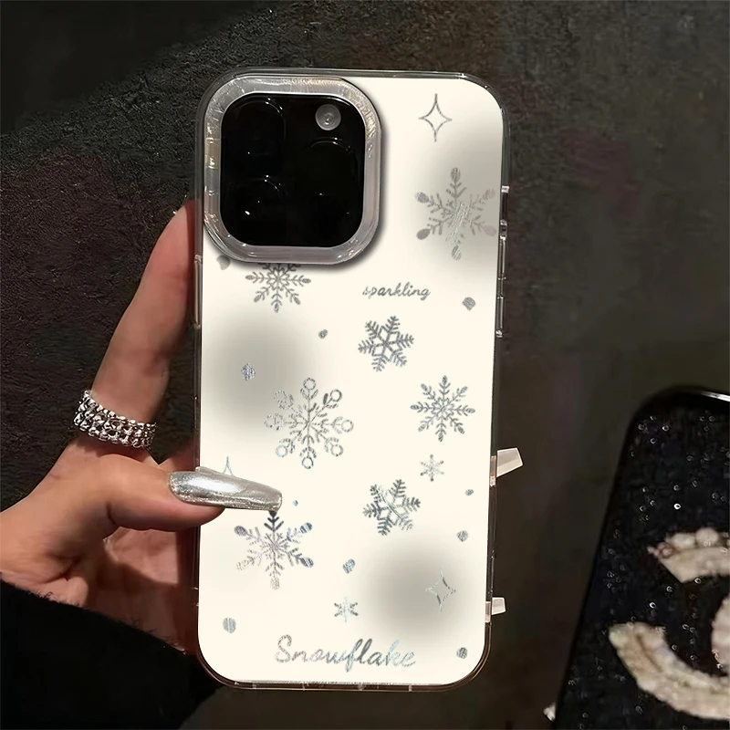 Funda de teléfono para Samsung Galaxy S25 S24 Ultra S23 S22 Plus S21 FE A26 A25 A24 A36 A56 A53 A55 cubierta con patrón de estrella y copo de nieve de invierno - imagen 2