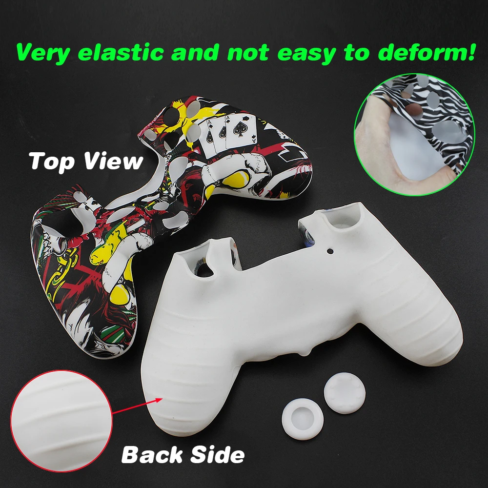 1 Juego de funda de silicona antideslizante para PS4 Pro con tapas de empuñaduras de pulgar para Play Station 4 Dualshock 4 Kit de controlador - imagen 4