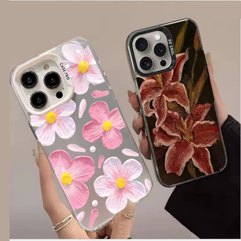 Funda rígida Retro elegante con flor de lirio rojo para Samsung Galaxy S25 Edge S24 S23 S22 Plus Note 20 Ultra S21 S20 S25 FE S26 Ultra 5G - imagen 2