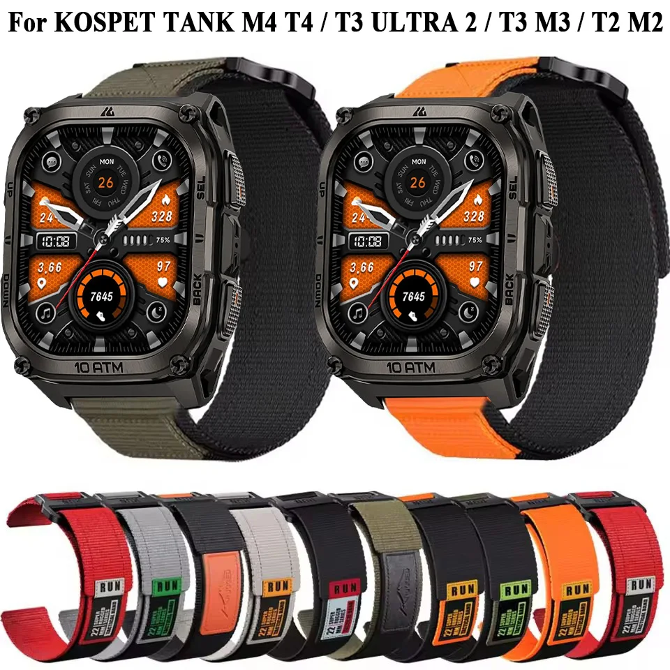 Correa de nailon de 22mm para KOSPET TANK M4 M3 Ultra/TANK M2 M3, pulsera de reloj para KOSPET TANK T4 T3 Ultra 2/TANK T2 T3