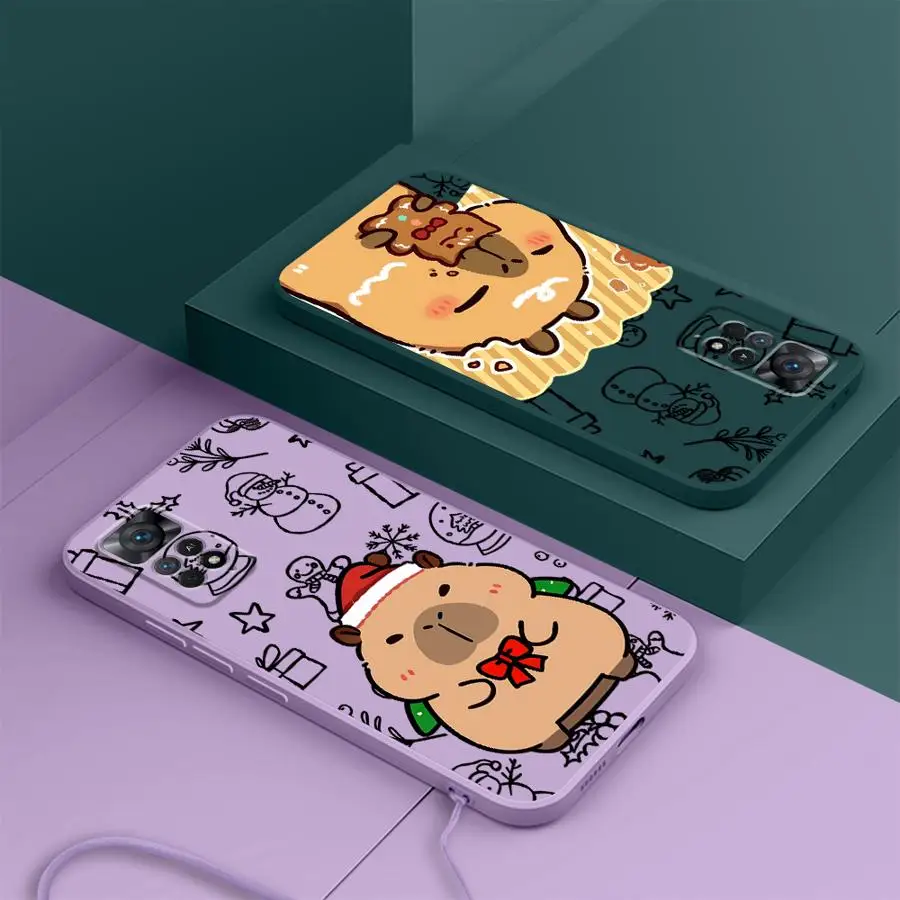 Funda de teléfono suave para Xiaomi Redmi Note 12s 10Lite 10 11 Pro 11s 10 14 Pro Plus 13 12 ProPlus lindo capibara de Navidad - imagen 3