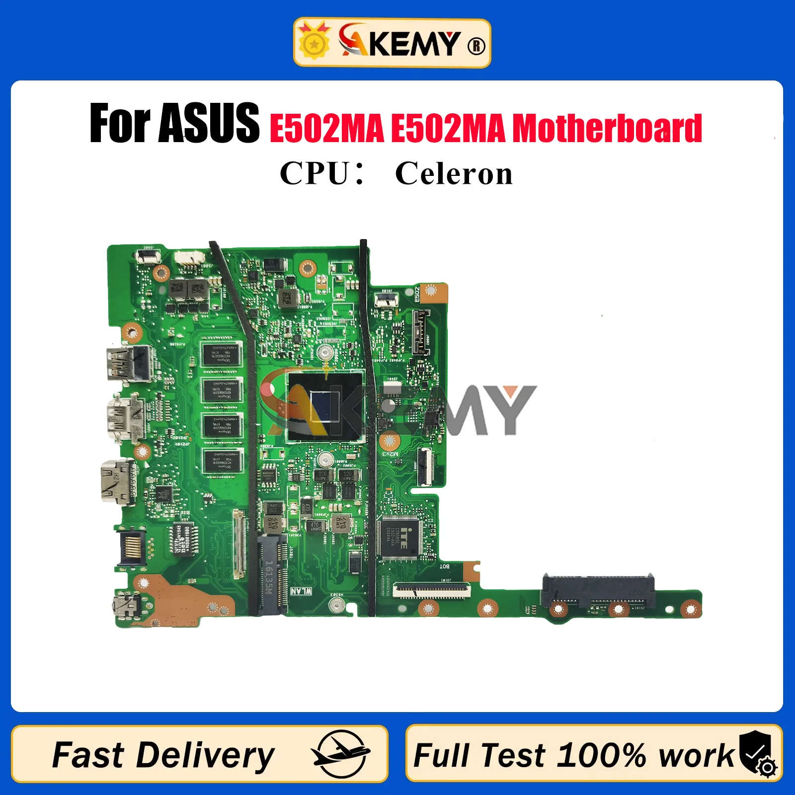 Placa base para ordenador portátil E502MA para ASUS EeeBook E502M E502MA placa base para portátil con CPU Celeron 100% pruebas OK envío rápido stk