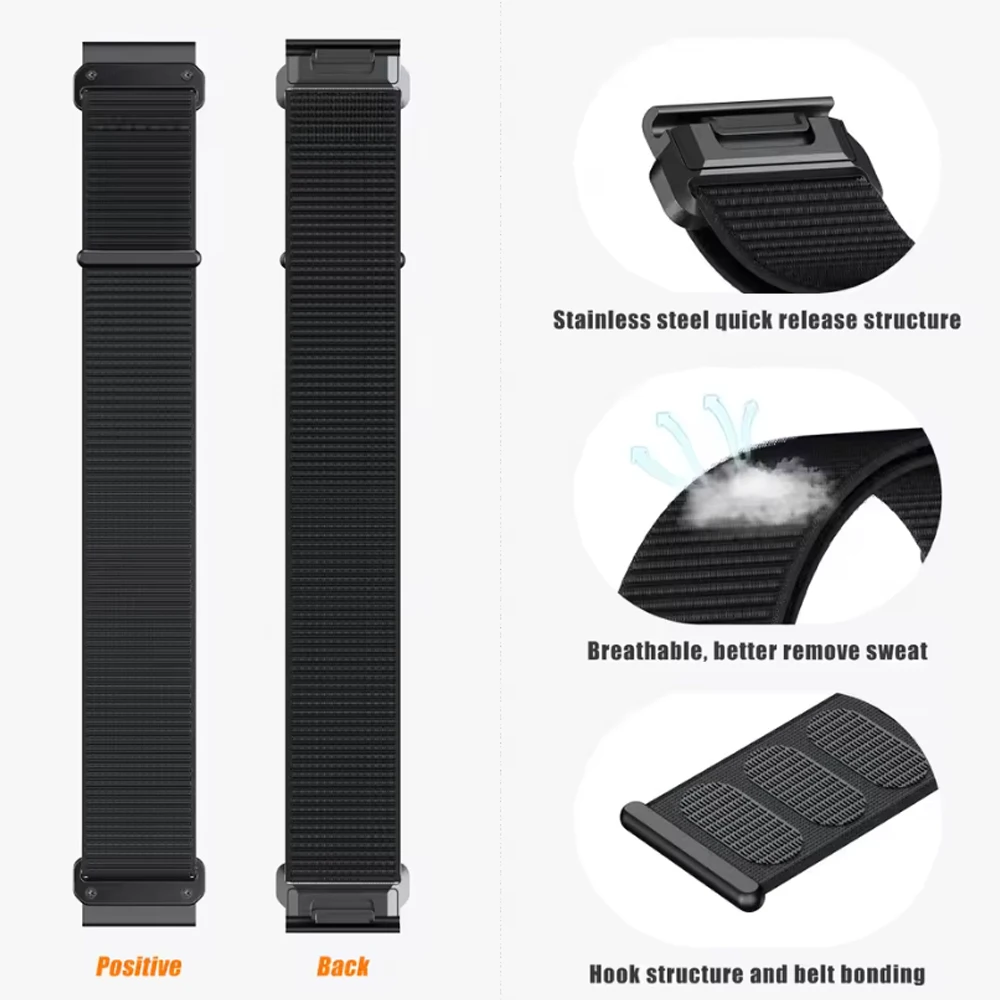Correa de nailon de 22 y 26mm para Garmin Enduro 3 Fenix 8 Pro 7X 7 6X 6 5X 5 Forerunner 970 965 955 Instinct 3 2X correa de reloj de ajuste rápido - imagen 4