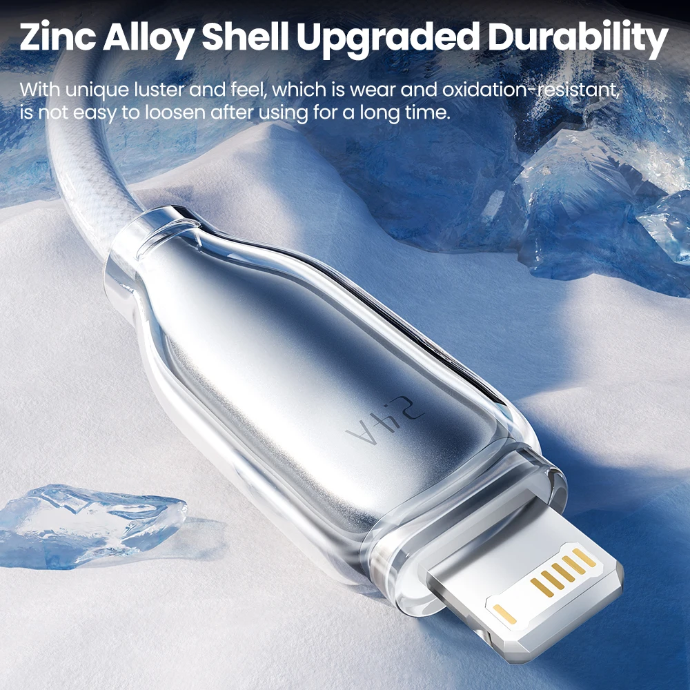 Toocki Cable USB A para iPhone 14 13 12 11 USB A PD 20W USB 2,0 480Mbps aleación de Zinc transparente carga rápida para ipad 9 Pad 8 - imagen 2