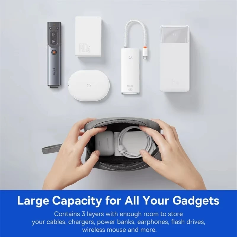 Bolsa de teléfono Baseus, bolsa organizadora con cremallera, estuche de almacenamiento para iPhone 17 16 Pro Max, cargador de banco de energía Samsung, bolsa de accesorios digitales - imagen 3