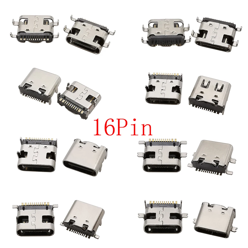 10 Uds conector USB tipo C conector hembra 2/6/16/24Pin SMD SMT tipo C puerto de carga para soldadura PCB adaptador de reparación DIY - imagen 5