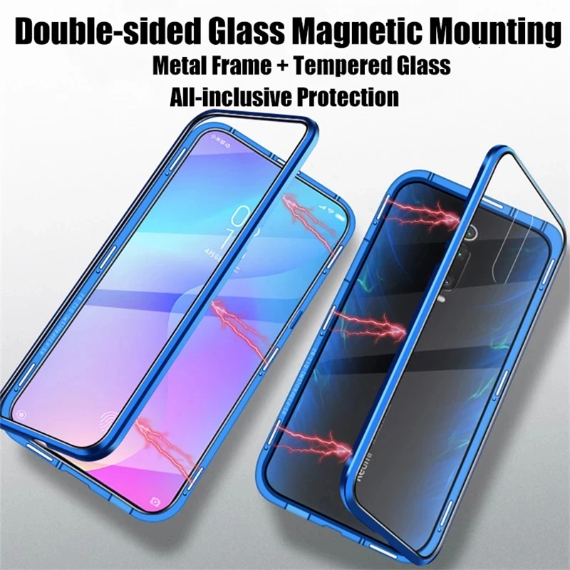 Funda de teléfono magnética de Metal para Samsung A54 A53 A52 A71 A51 A34 cubierta de cristal de doble cara para Samsung S23 S22 S21 Ultra Plus S20 FE - imagen 3