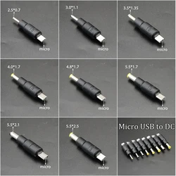 1 Uds Micro USB enchufe a DC 2,5 3,0 3,5 4,0 4,8 5,2 5,5mm adaptador de conector macho de alimentación para teléfono inteligente tableta cargador convertidor