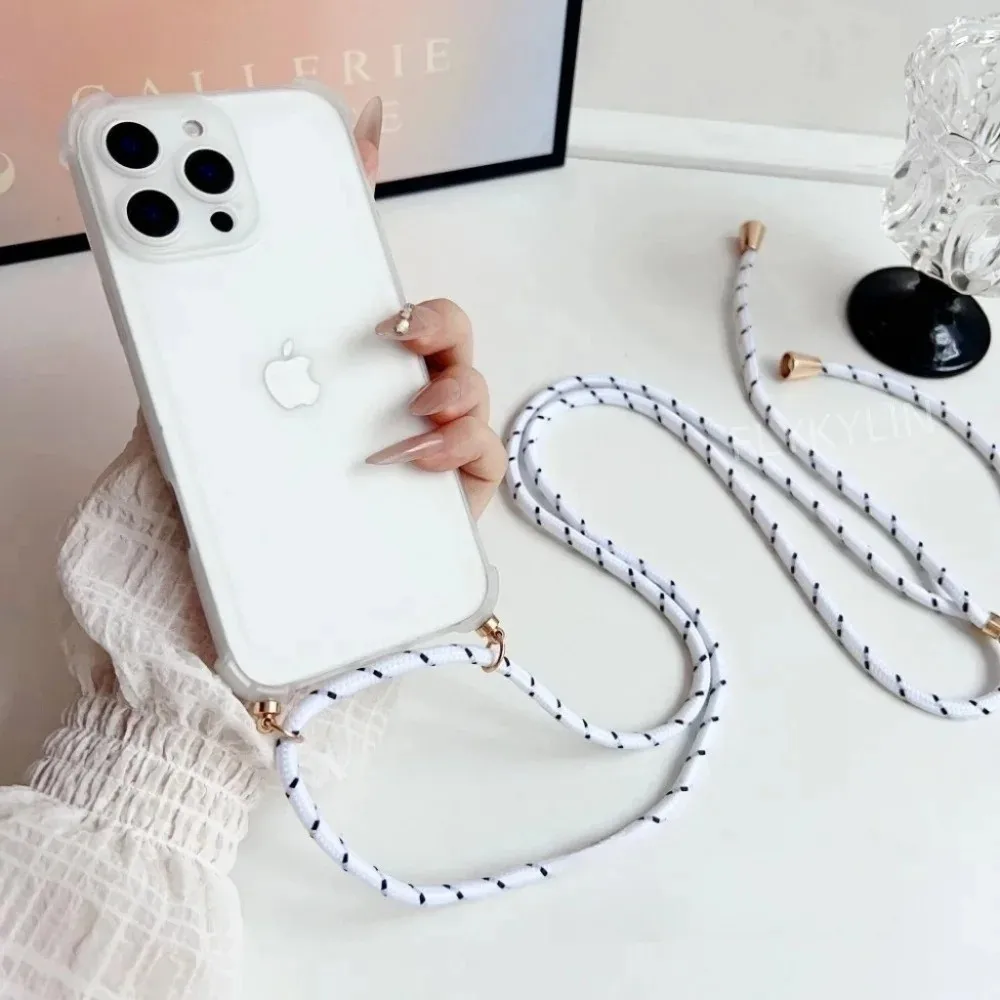 Funda de teléfono Airbag a prueba de golpes para OPPO Reno 14F 13F 12F 12 11 Pro A16S A15S A17 A54S A5 A9 2020, funda para collar con cordón cruzado - imagen 2