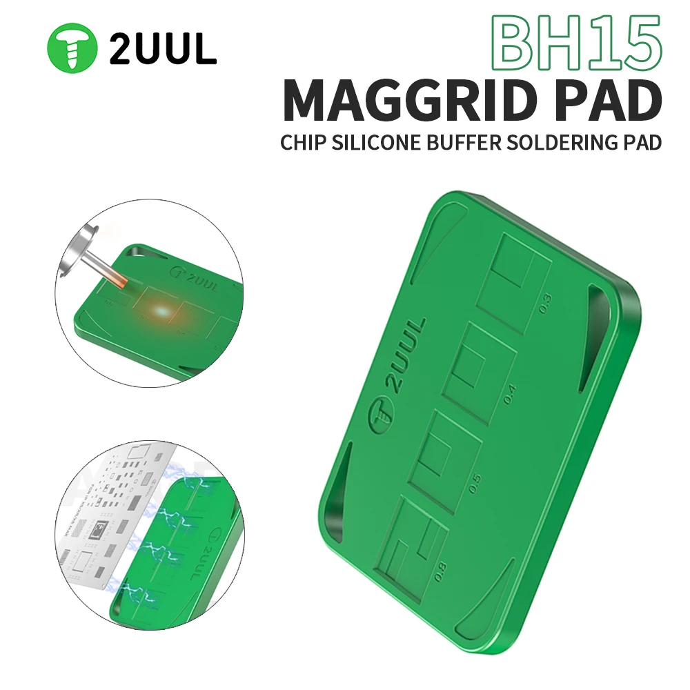 2UUL MAGGRID PAD Buffer Chip magnético estañado almohadilla de silicona diseño de superficie de arco para reparación de teléfonos móviles herramienta de estañado de chips - imagen 2