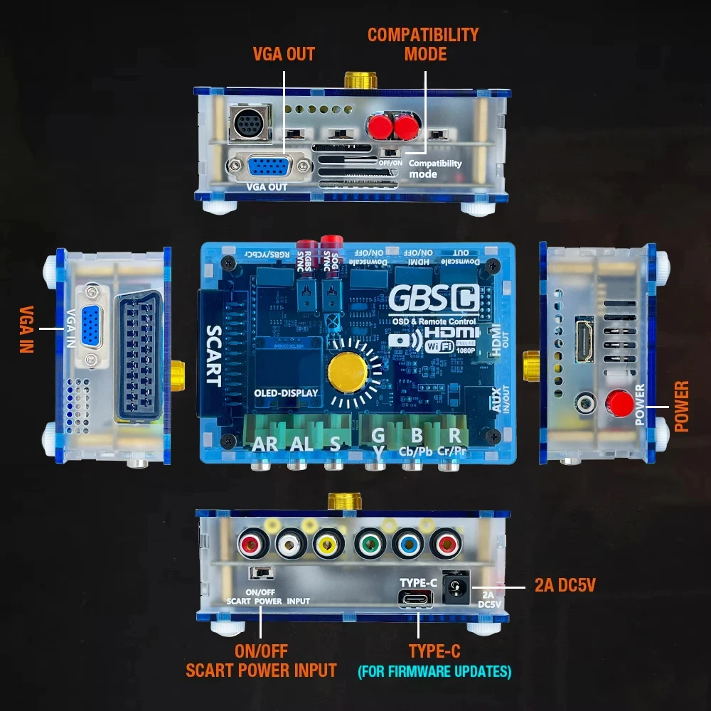 MINI convertidor GBSC Control GBS para Dreamcast/PS2/NGC/SFC/WII convertidor de vídeo analógico RGBS/YPbPr/VGA/Scart a HDMI/VGA/RGB - imagen 2