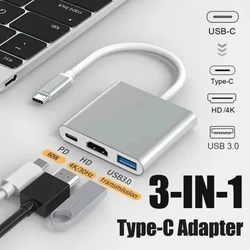 Hub USB-C 3 en 1 100W HDMI 4K para MacBook y Surface