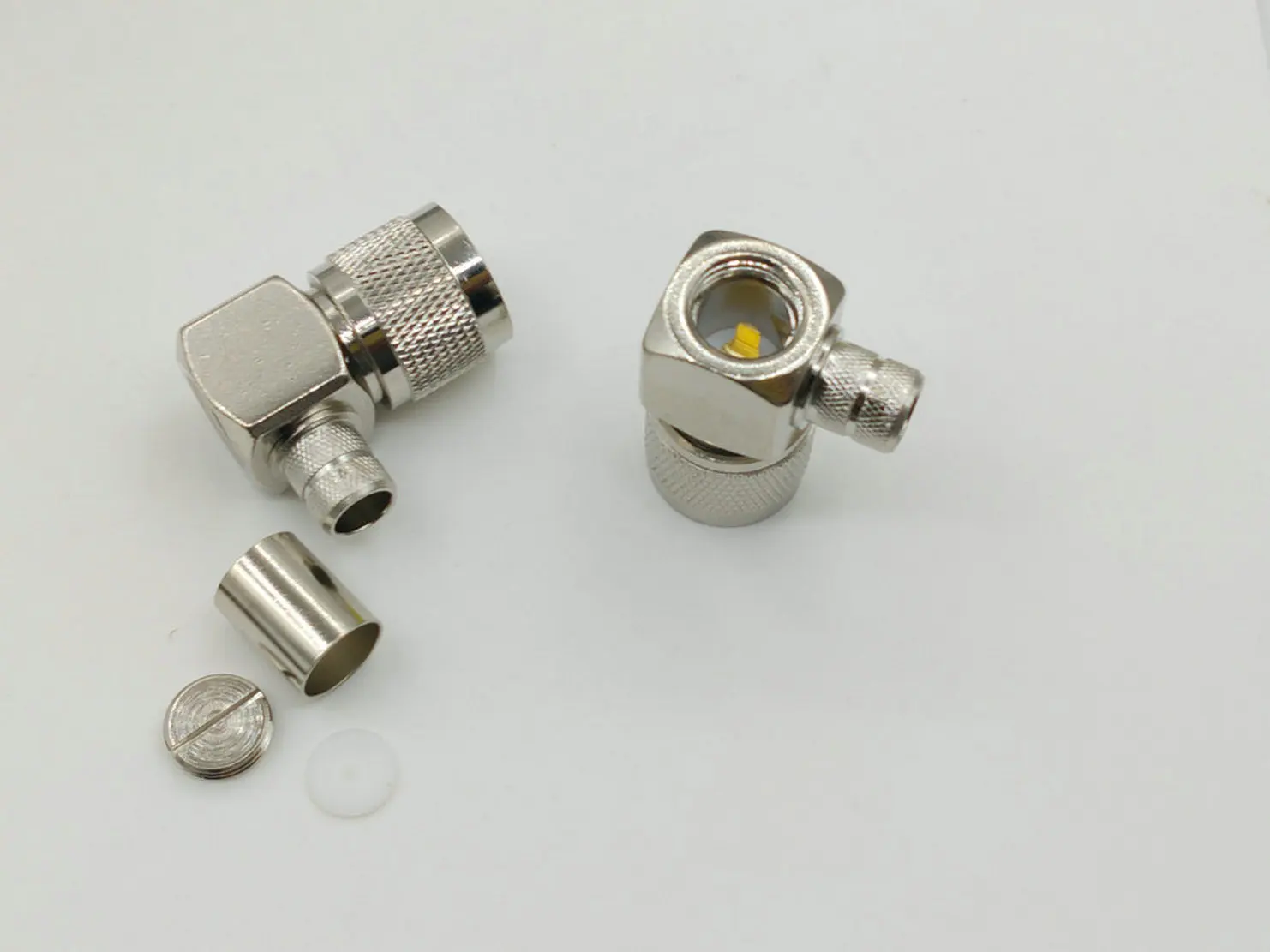 Conector macho N de cobre de 50 piezas, conector RA de ángulo recto, engarce ranurado para cable LMR400 RG8 RG214 RG213, adaptador RF - imagen 3