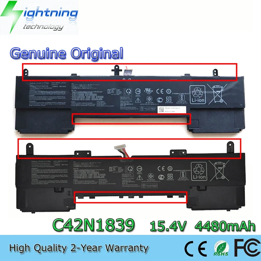 Nuevo Original y genuino C42N1839 15,4 V 4480mAh batería del ordenador portátil para Asus Zenbook 15 Pro UX563FD UX534FA UX534FT UX533FD 4ICP5/41/75-2