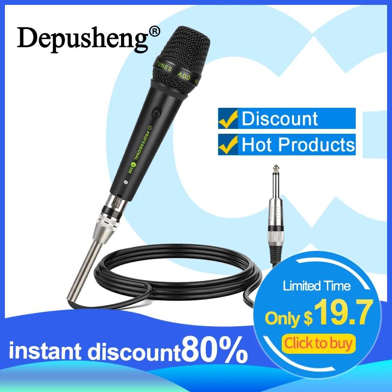 Depusheng C350 micrófono dinámico profesional con cable, micrófono de Karaoke de mano con interruptor de encendido/apagado para KTV Party Live Vocal Speech
