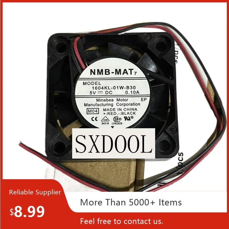 Para NMB 1604KL-01W-B30 40x40x10mm DC 5V 0.1A Ventilador de enfriamiento con rodamiento de bolas de 2 cables
