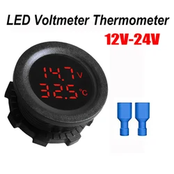 Voltímetro y Termómetro Digital Redondo 12-24 V para Vehículos