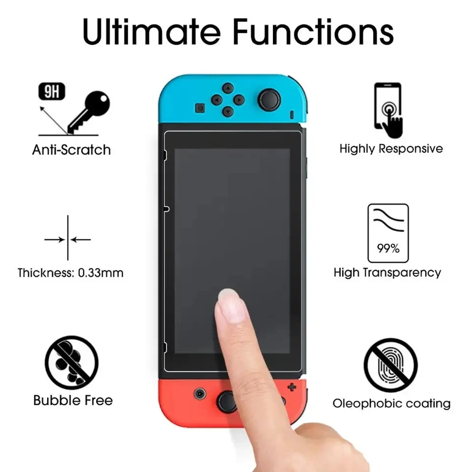 Película protectora de pantalla de vidrio templado para Nintendo Switch de 2 piezas - imagen 5