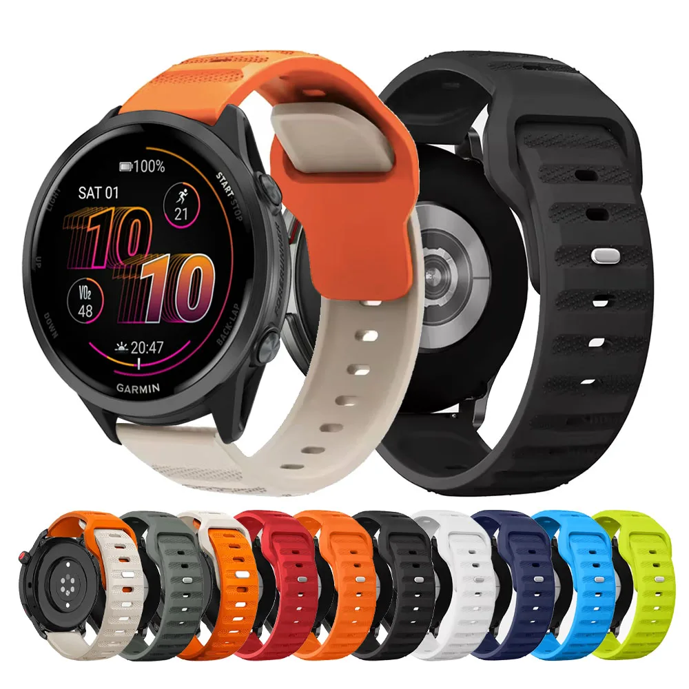 Correa de silicona de 20/22mm para Garmin Forerunner 570 42mm 47mm 265 255 245 165 banda musical para Venu 3/Vivoactive 6 5 Correa de reloj