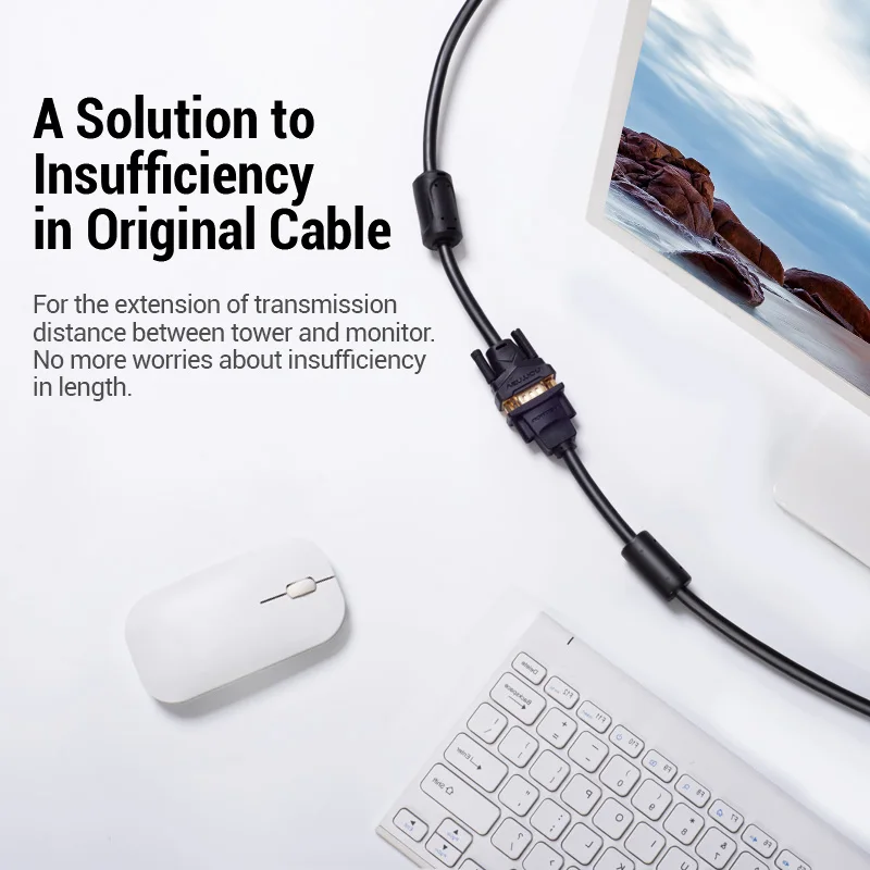 Vention-Cable de extensión VGA de alta calidad, extensor macho a hembra de 1m, 1,5 m, 2m, 3m, para Monitor de proyector de ordenador, 5m - imagen 2