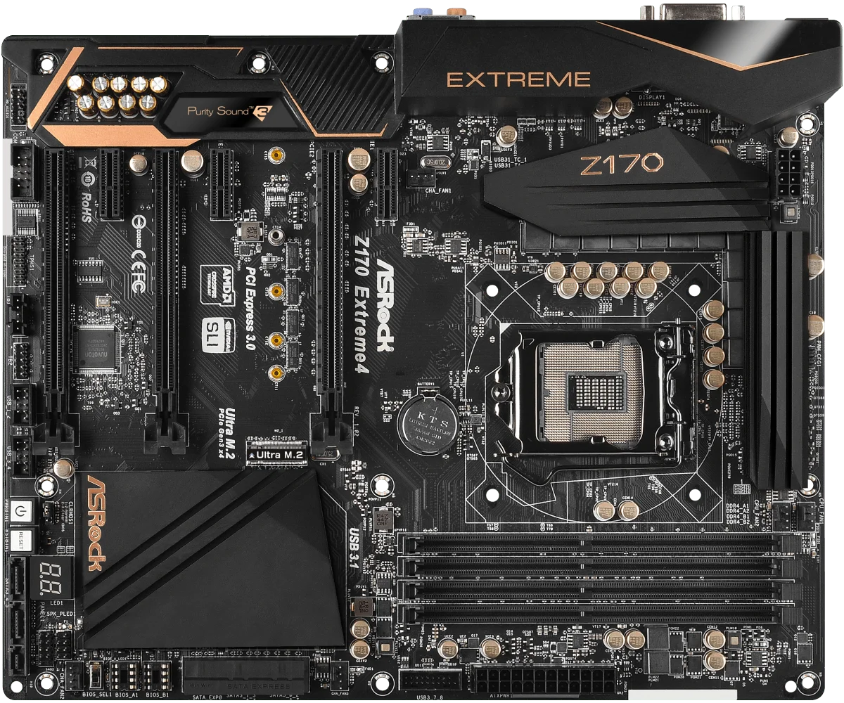 Placa base ASRock Z170 Extreme4 Intel Z170 LGA 115 DDR4 64GB compatible con Core i5-6500 i7-7700K cpu PCI-E 3,0 USB3.1M.2 HDMI ATX - imagen 2