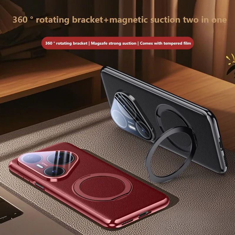 360 °   Funda con soporte de rotación para Huawei Pura 80 Ultra 80Pro 80 Pro Plus 80Pro + 5G, cubierta protectora magnética con soporte de anillo