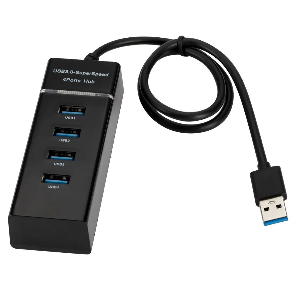 Un centro USB negro con cable