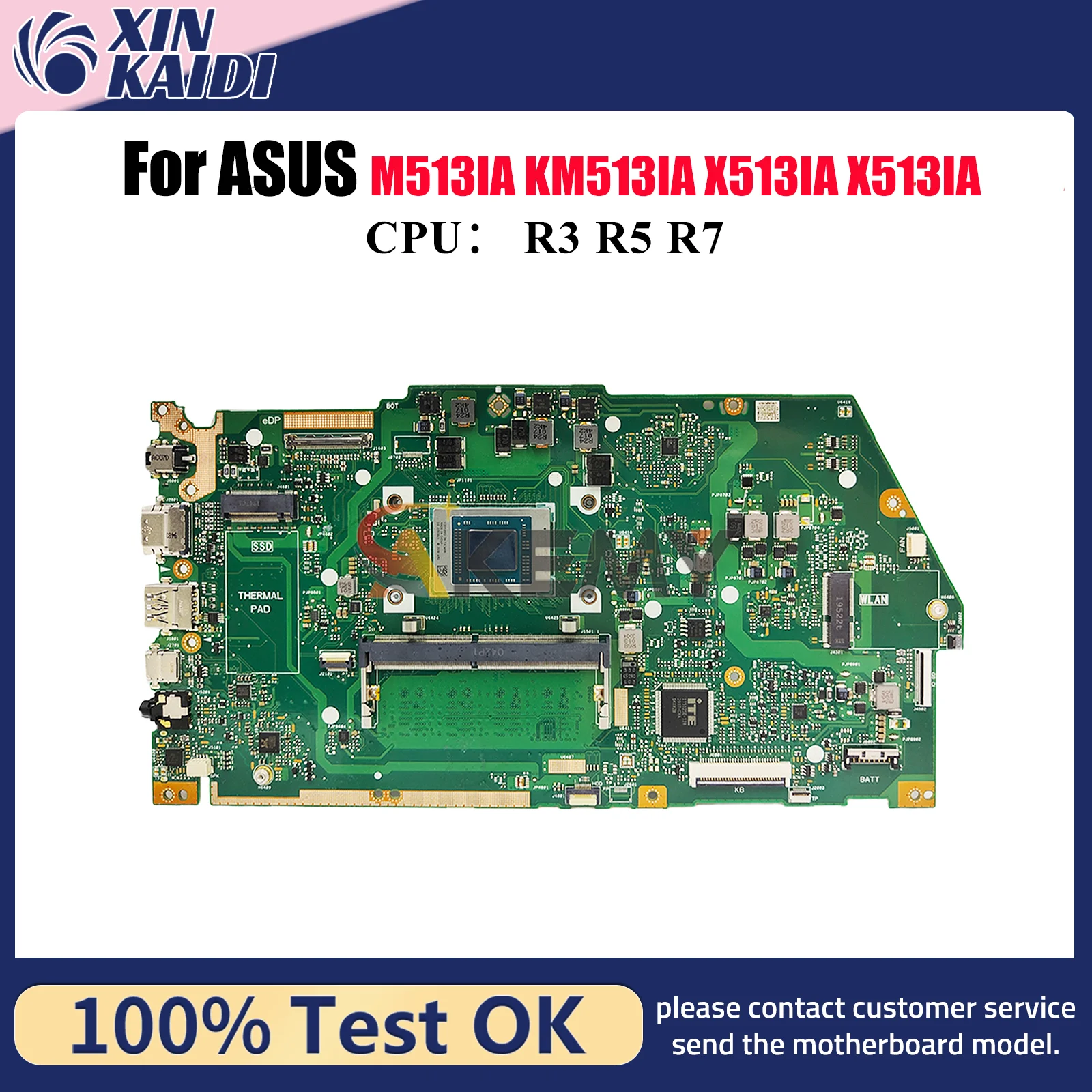 Placa base para ordenador portátil X513IA para ASUS VivoBook M513IA X513I KM513IA X513IA placa base para portátil con CPU R3 R5 R7 100% pruebas OK stk