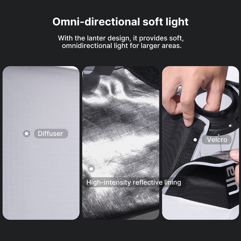 Ulanzi AS-L30 30cm linterna Softbox Mini montaje Bowens bola de liberación rápida difusor de luz modificada para Ulanzi LT028 LT005 luz COB - imagen 5