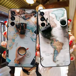 Funda de teléfono personalizada con mapa de viaje, avión, para Realme C75 C65 C63 C55 C53 C35 C33 C30 C21Y C21 C20 C15 C11 GT NARZO 50 50I
