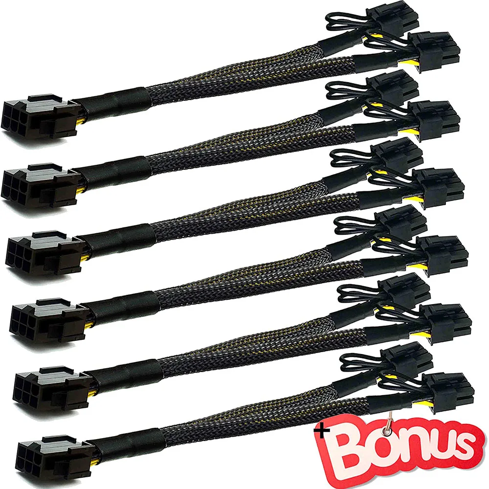 6PC PCI-e 6 pines a PCIe dual 8 pines (6 + 2) tarjeta gráfica PCI Express adaptador de corriente GPU VGA Y-Splitter Cable de extensión vídeo de minería - imagen 3