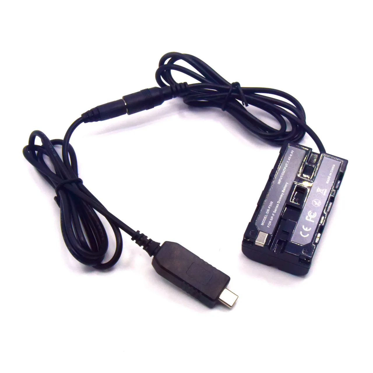 NP-F550 batería simulada NP-F750 NP-F960 NP-F970 + Cable adaptador de corriente USB C para varias luces de vídeo cámara Sony HXR-NX5 NX100 NX200 - imagen 3